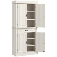 HOMCOM Tall Kitchen Cupboard, Kitchen Pantry Cabinet with Drawer, Shelves, White