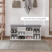 Homcom Bancuta Pantofi – 104×30×48 cm, Alb/Gri cu Rafturi Reglabile(m-5)