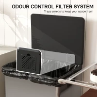 HOMCOM Papelera doble 2 x 30 L con pedal, cierre suave, 47,5×37,5×67 cm, plateado(m-4)