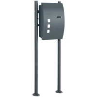 HOMCOM Caja de Correo Buzón, Con Cerradura, Buzón con Soporte, 2 Llaves, Acero, 44x15x114 cm, Gris Oscuro(m-1)