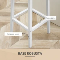 HOMCOM Juego de 2 Taburetes Altos de Cocina con Asiento de Melamina y Patas de Acero 32,5x32,5x65 cm Natural y Blanco(m-6)