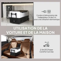 HOMCOM Glacière électrique portable pour voiture avec 2 zones contenance 30,5 L, lumière LED, jusqu'à -20°C(m-5)