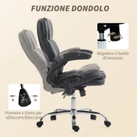 HOMCOM Poltrona da Ufficio Massaggiante a 4 Punti con Riscaldamento e Braccioli Ribaltabili, Nero(m-8)