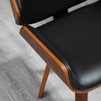 HOMCOM Conjunto de 2 Cadeiras de Jantar com Pés de Madeira Estofadas em Couro Sintético Encosto Curvado 53x54x81 cm Preto(m-4)