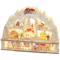 Pueblo navideño HOMCOM 3 niveles con 20 LED, a pilas, 45 x 10 x 35 cm(m-7)