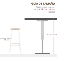 HOMCOM Juego de 2 Taburetes Altos de Cocina con Asiento de Melamina y Patas de Acero 32,5x32,5x65 cm Natural y Blanco(m-7)