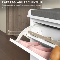 Bancă pentru pantofi HOMCOM, bancă de intrare cu sertar rabatabil(m-5)