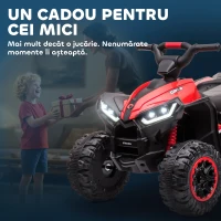 HOMCOM  ATV 12V pentru copii cu cauciucuri late, masina, faruri LED, claxon, muzica, pentru 3-5 ani, rosu(m-9)