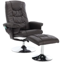 Poltrona massaggiante a 5 punti e riscaldante, girevole a 360°, rivestita in pelle PU, 79x79x106 cm, Marrone(m-2)