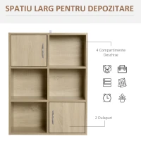Homcom Biblioteca Lemn Natural – Compartimente si Usi Basculante(m-4)