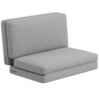 HOMCOM 2-in-1 faltbarer Relaxsessel, Gästematratze, teilbar, 120 cm breit, Hellgrau(m-10)