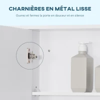 kleankin Armoire murale salle de bain avec miroir, meuble salle de bain, 7 étagères ouvertes et placard,100 x 15 x 70 cm, blanc(m-5)