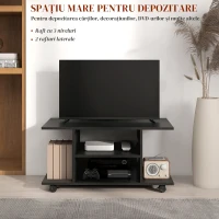 HOMCOM Mobilier Pentru Tv in Lemn cu Roti, Negru,40x40x80cm(m-4)