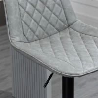 HOMCOM Set 2 Sgabelli da Bar Girevoli, Altezza Regolabile 86–106 cm, Pelle Sintetica, Schienale e Poggiapiedi, Grigio(m-5)