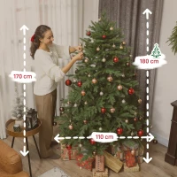 HOMCOM Realistic Artificial Christmas Tree — Auto-Open Branches, Pine Wood Base (6 ft / 180 cm)(m-3)
