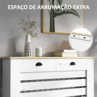 HOMCOM Cobertura para Radiador com Gavetas Cobertura para Radiador de MDF para Sala de Estar Dormitório Corredor 111x19x95,5 cm Branco(m-6)