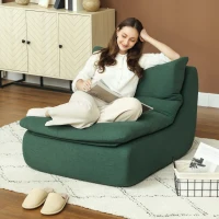 HOMCOM Schuim Vloerfauteuil, Ligstoel met Wasbare Hoes, Lounge Stoel voor Woonkamer, Slaapkamer, Groen(m-10)