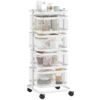 HOMCOM Carrello da cucina con 4 ripiani rotanti 33x33x77 cm, Bianco(m-7)
