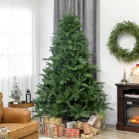 HOMCOM Realistic Artificial Christmas Tree – Hinged Branches & Pine Wood Base(m-2)