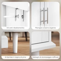 HOMCOM Credenza Buffet Elegante con 2 Cassetti e 3 Armadietti con Ripiani Regolabili, in Legno, 120x38x86 cm, Bianco(m-7)