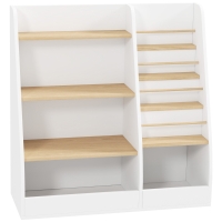 AIYAPLAY Estante para Livros Infantil com 4 Prateleiras e Compartimentos para Dormitório Escola Infantil 80x30x80 cm Branco