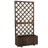 Outsunny Jardinieră de Exterior cu Spalier, Grilaj pentru Plante Cățărătoare și Ghiveci, 72.5x31.5x149.5 cm, Lemn Natural(m-1)