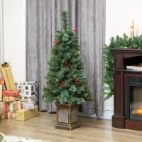 HOMCOM Kunstkerstboom 120 cm met 100 LED's, 8 lichtmodi, 214 takpunten(m-8)