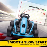 HOMCOM Elektrische Go-kart voor Kinderen, Driftfunctie, Claxon, Muziek, Veiligheidsgordel, Soft-Start, Blauw/Zwart(m-6)