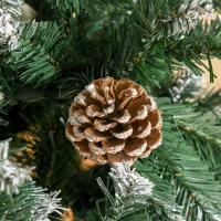 HOMCOM Kunstkerstboom 180 cm – Realistische den met 1111 takjes & 59 dennenappels (besneeuwd effect) voor binnen(m-9)