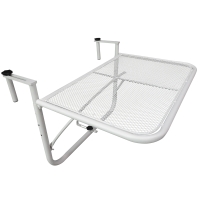 Outsunny Mesa Colgante de Balcón con Brazo Regulable y Altura Ajustable en 3 Posiciones Marco Metálico 60x56x50 cm Blanco