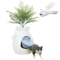 PawHut Lettiera per Gatti Antiodore a forma di Vaso con Paletta, in ABS e Acciaio Inox, 50x48.5x58.7 cm, Bianco(m-11)