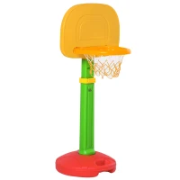 HOMCOM Canasta de Baloncesto Infantil con Altura Ajustable 2 Pelotas y Bomba de Aire para Niños +3 Años Juguetes Deportivos en Interiores y Exteriores 52,5x44x120-160 cm Multicolor(m-1)