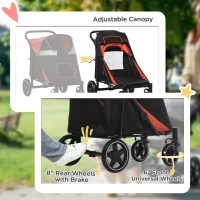 PawHut Foldable Pet Stroller, with Universal Wheels, Shock Absorber, for Medium and Large Dogs - Red(m-6)