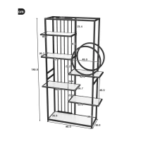 Metallregal im modernen Stil, solides Metallrohr, mehrstufiges Design mit sechs Ablageflächen, 100 x 30 x 180 cm, Weiß+Schwarz(m-3)