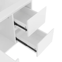 Wandhängender Badezimmerschrank mit LED-Radarsensor-Beleuchtung, zwei Schubladen und integriertem Keramikwaschbecken, 76x 46 x 50 cm, Weiß(m-7)