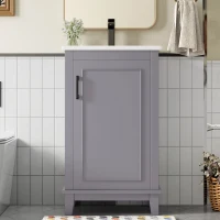 Badezimmerschrank mit Keramikwaschbecken und Stauraum 51x34 cm Grau(m-2)
