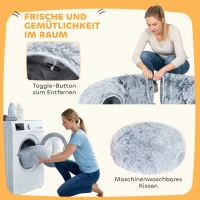PawHut Kattentunnel, Pluchestof, Kussen, opvouwbaar, metalen frame, kattenhol, lichtgrijs(m-7)