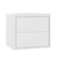 Wandhängender Badezimmerschrank mit LED-Radarsensor-Beleuchtung, zwei Schubladen und integriertem Keramikwaschbecken, 60 x 46 x 50 cm, Weiß(m-10)