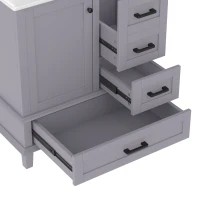 Bodenstehender Badezimmerschrank mit Waschbecken, vielfältiger Stauraum, 76 x 46 x 83,5 cm, Grau(m-9)