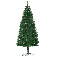 HOMCOM Árbol de Navidad Artificial 180 cm con 624 Ramas Adornos Piñas Decoración Navideña para Interiores Verde