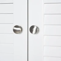 HOMCOM Tall Freestanding Bathroom Cabinet Retro Shutters w/ 3 Compartments Shelves Elevated Base Narrow Organiser White 60L x 30W x 182.5H cm(m-9)