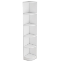 Étagère d'angle en MDF, design à cinq niveaux, design triangulaire peu encombrant, 42x30x180 cm, Blanc