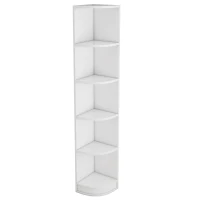 Eckbücherregal aus MDF, fünfschichtiges Design, platzsparendes dreieckiges Design, 42 x 30 x 180 cm, Weiß(m-1)