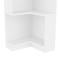 Raft de colț pentru cărți cu bandă de lumină LED cu schimbare de culoare, design în formă de L, spațiu de depozitare în cinci straturi, 63,5x45x175 cm, Alb(m-6)