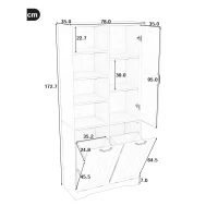 Badezimmerschrank mit doppeltem Wäschekorb, verstellbare Regale, viel Stauraum, 78 x 35 x 172,7 cm, Grau(m-3)