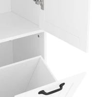 Badezimmerschrank mit doppeltem Wäschekorb, verstellbare Regale, viel Stauraum, 78 x 35 x 172,7 cm, Weiß(m-7)