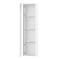 Multifunktionale Vitrine mit Glastrennwand, LED-Farbwechsellicht, 40 x 29 x 170 cm, Weiß(m-10)