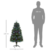 HOMCOM Árbol de Navidad 120cm Artificial Árboles con 130 Luces LED múltiples Colores y Estrella Decorativa Brillante Árbol con Soporte Fibra Óptica(m-3)