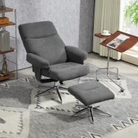 HOMCOM Relaxfauteuil met Voetenbank, Verstelbare Rugleuning, Fluweelachtig, Tot 150 kg, Antraciet(m-10)