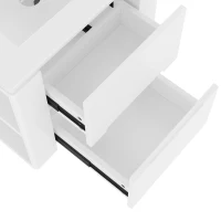 Badezimmerschrank Wand mit LED-Radarsensor-Beleuchtung 2 Schubladen seitlichen Ablagen 61cm Weiß(m-7)